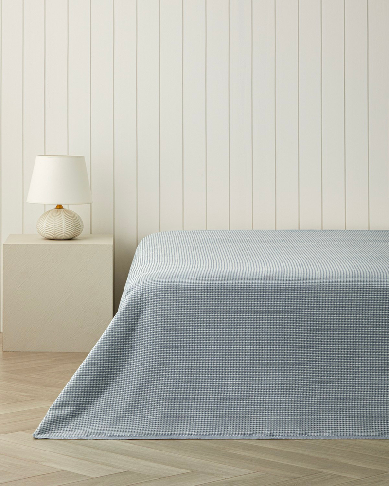 Modern Grid Tek Kişilik Pike 150x220 cm Lacivert