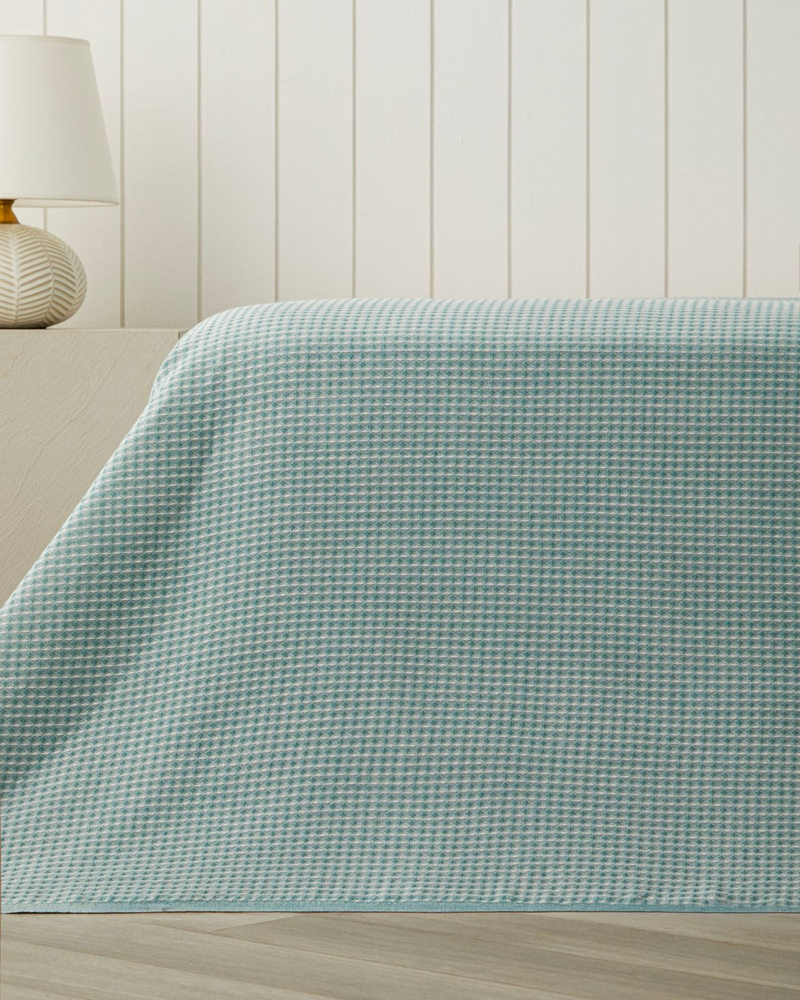 Modern Grid Tek Kişilik Pike 150x220 cm Seledon