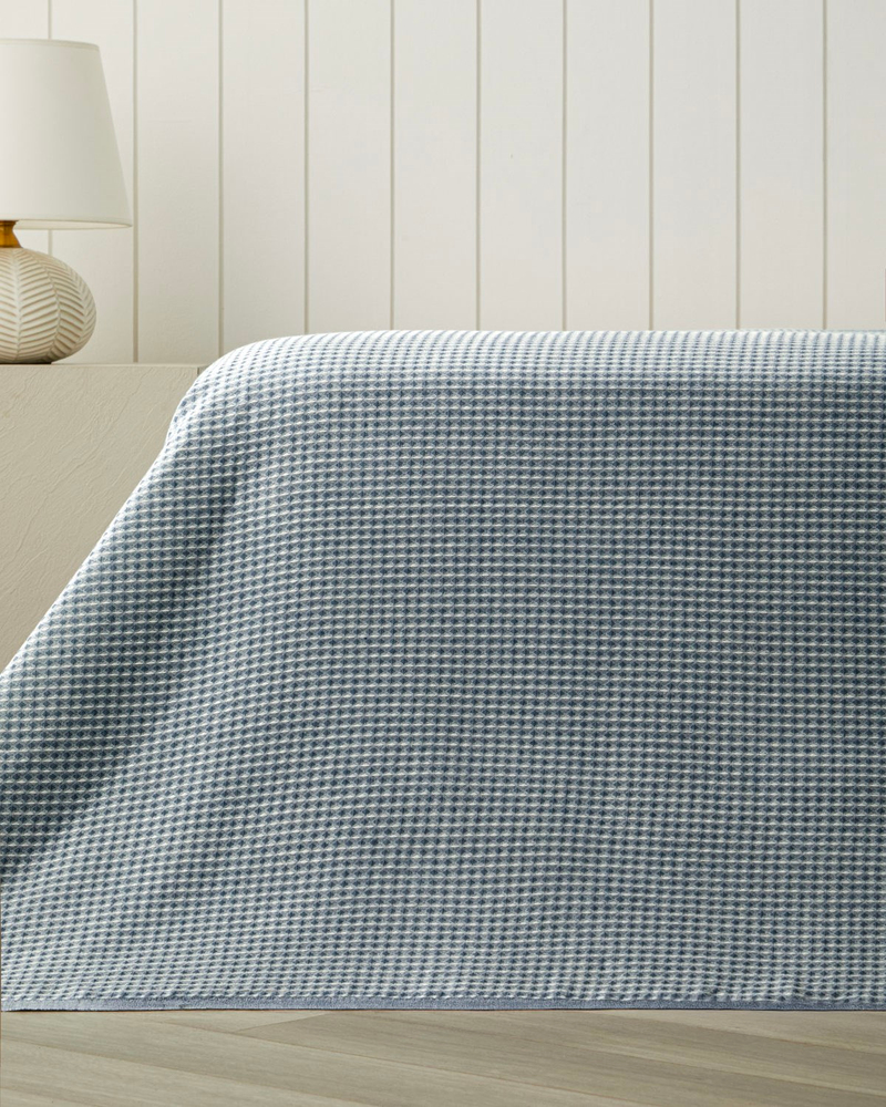 Modern Grid Tek Kişilik Pike 150x220 cm Lacivert