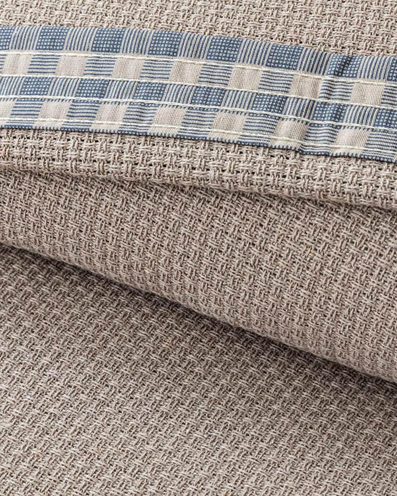 Modern Plaid Desenli Biyeli Çift Kişilik Pike Seti Bej