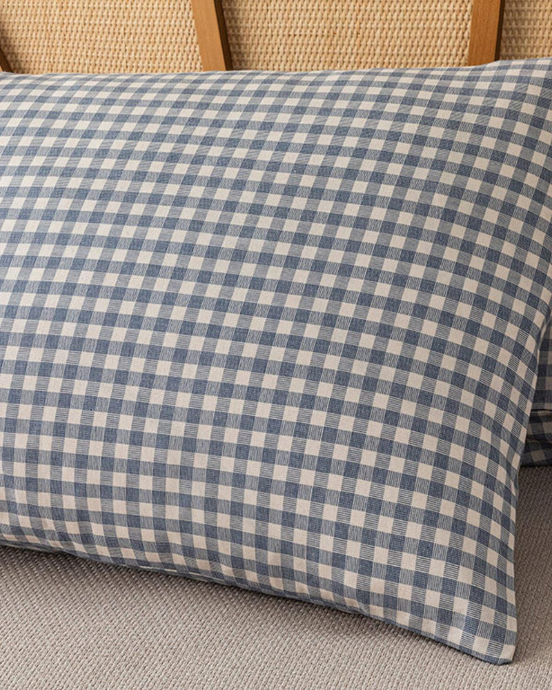 Modern Plaid Desenli Biyeli Tek Kişilik Pike Seti Bej