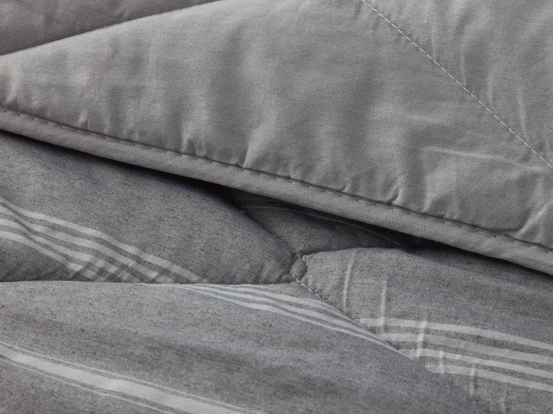 Modern Stripe Polycotton Çift Kişilik Uyku Seti Antrasit