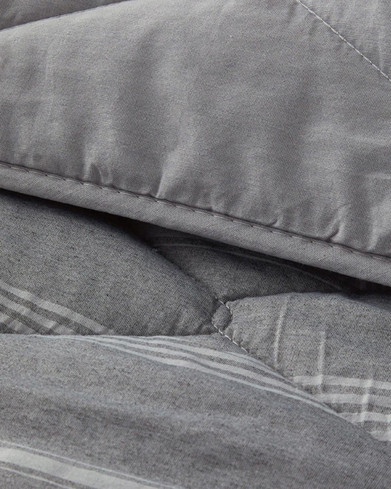 Modern Stripe Polycotton Tek Kişilik Uyku Seti Antrasit