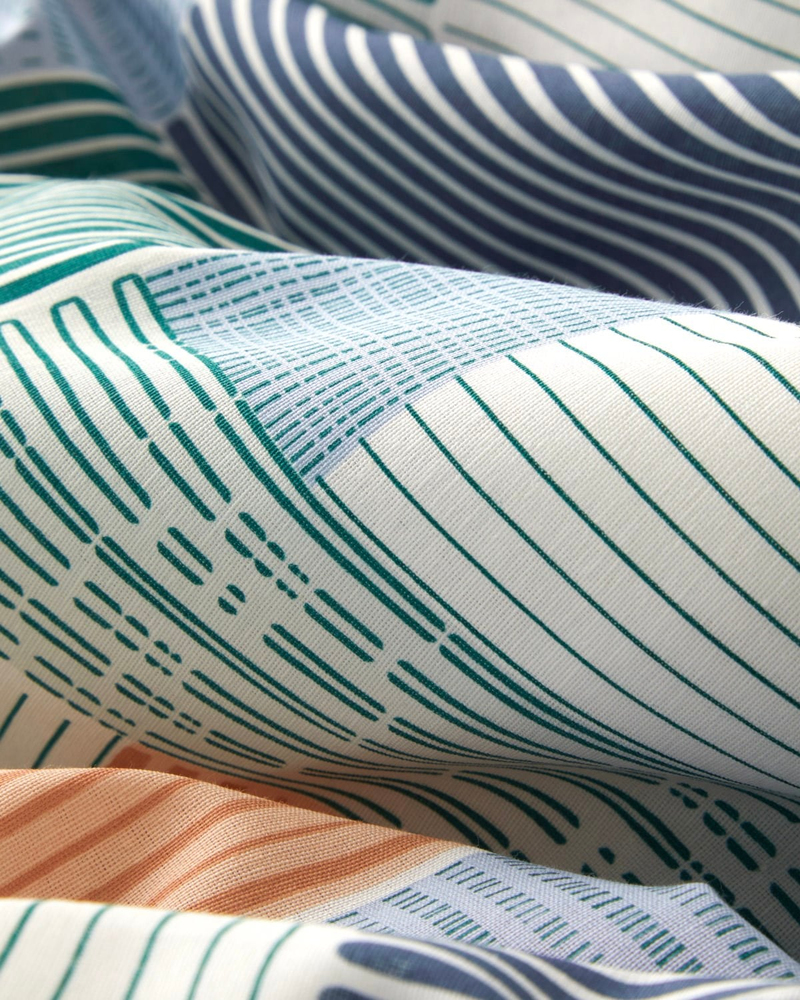 Modern Weave Kolay Ütülenir King Size Nevresim Seti 240x220 cm Koyu Yeşil-Turuncu