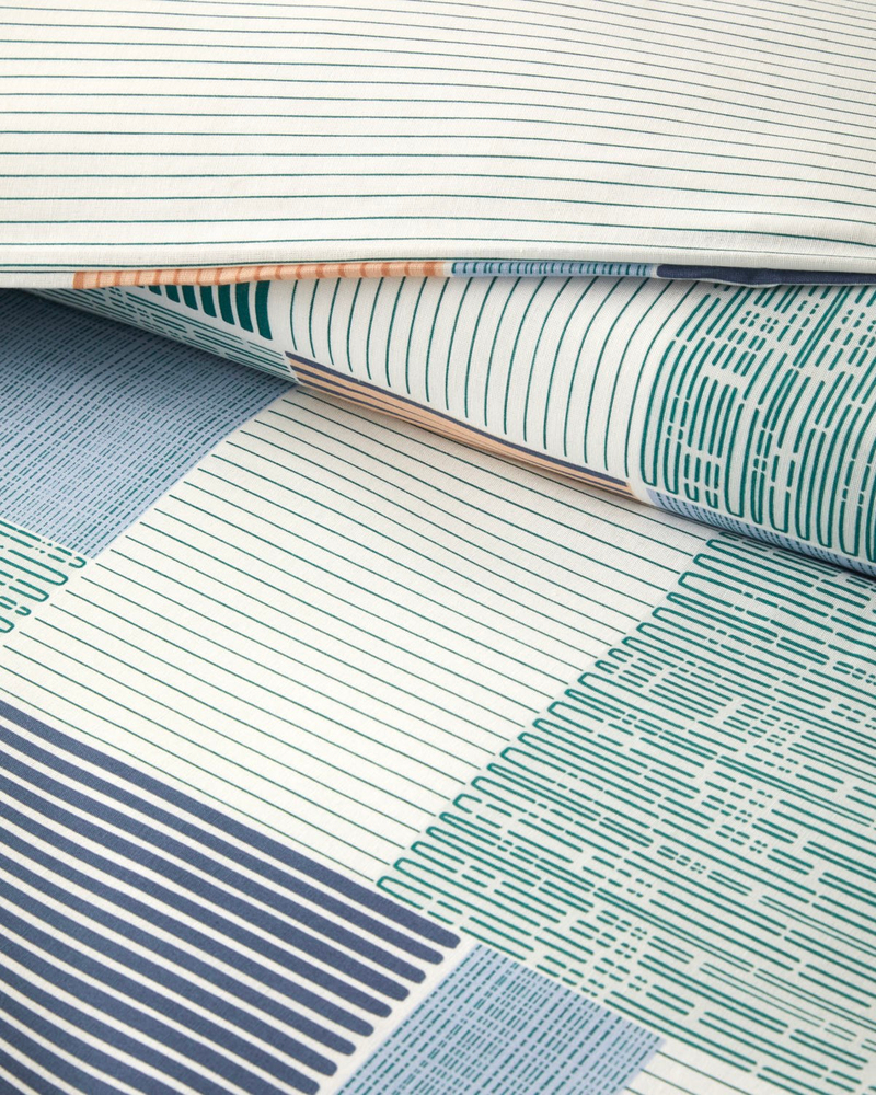 Modern Weave Kolay Ütülenir King Size Nevresim Seti 240x220 cm Koyu Yeşil-Turuncu