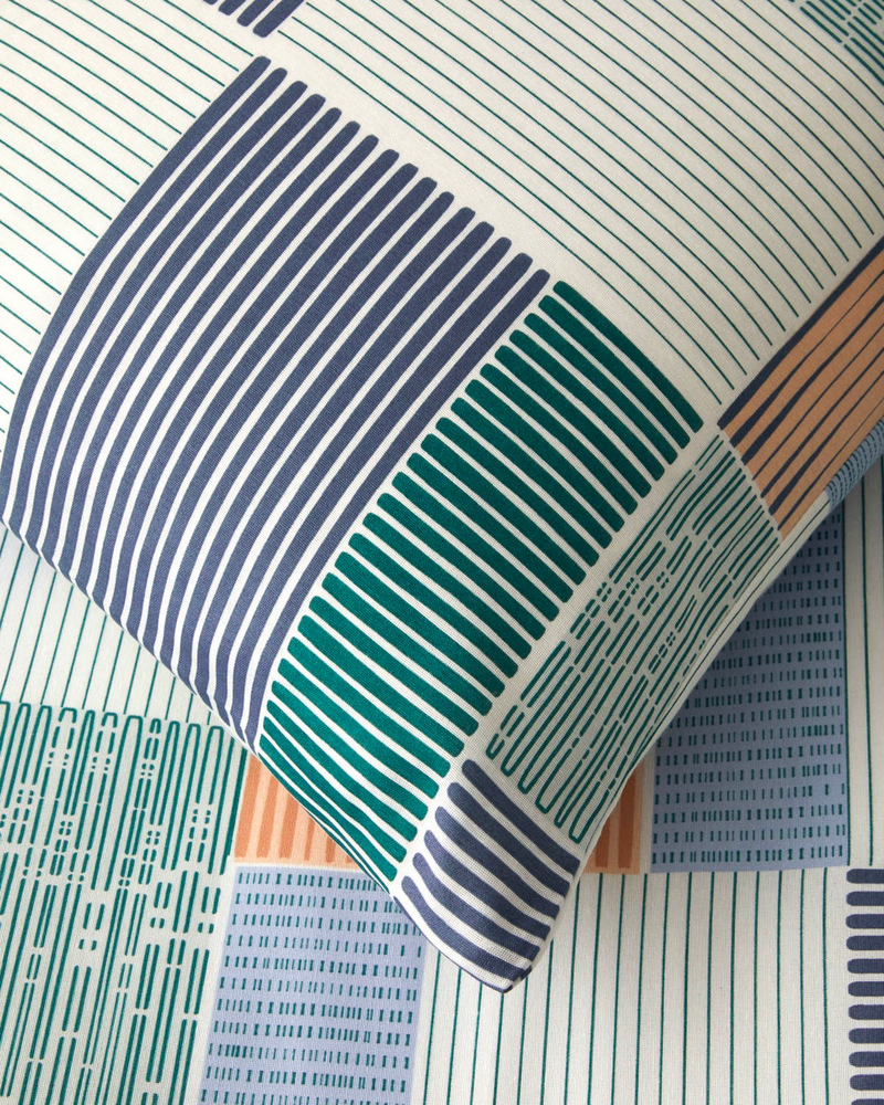 Modern Weave Kolay Ütülenir King Size Nevresim Seti 240x220 cm Koyu Yeşil-Turuncu