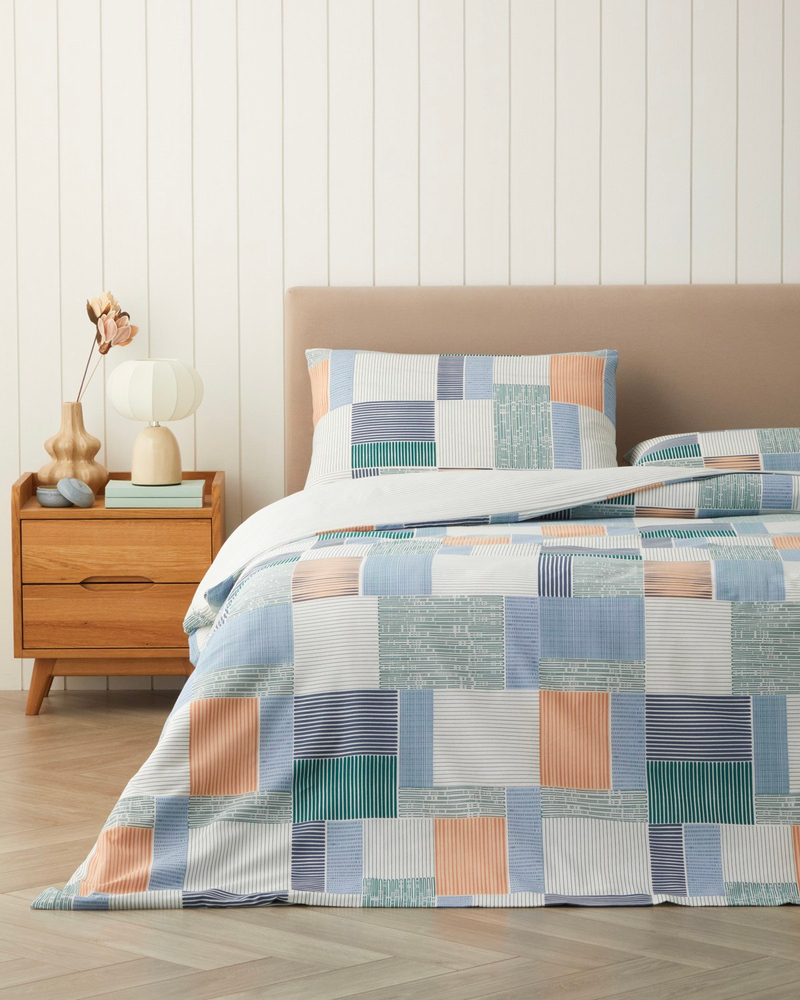 Modern Weave Kolay Ütülenir King Size Nevresim Seti 240x220 cm Koyu Yeşil-Turuncu