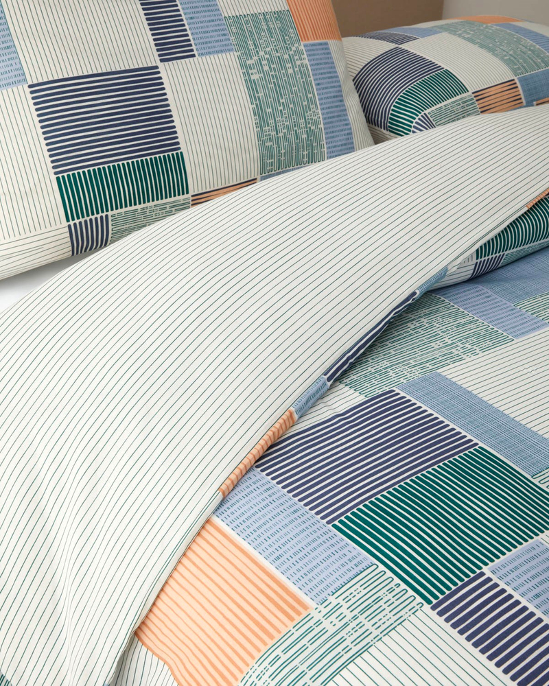 Modern Weave Kolay Ütülenir Super King Nevresim Seti 260x220 cm Koyu Yeşil-Turuncu