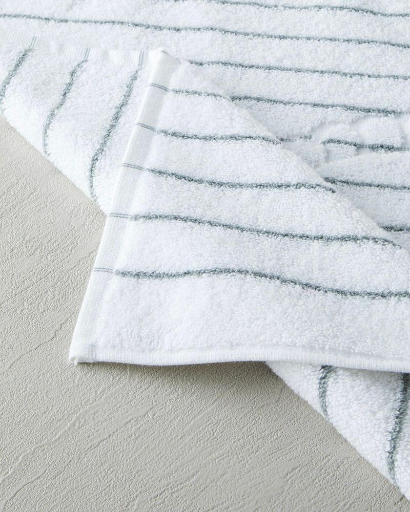 Mono Stripe Pamuk Ayak Havlusu 50x70 cm Beyaz - Gri
