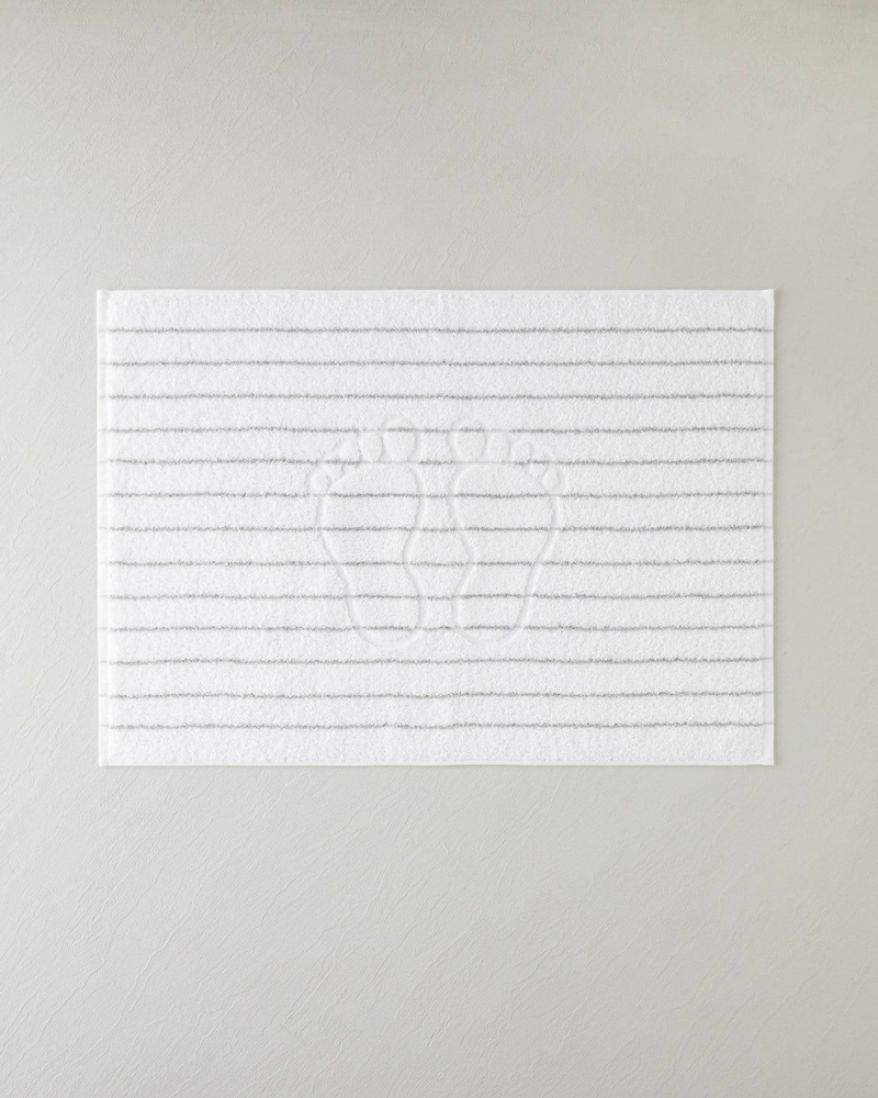 Mono Stripe Pamuk Ayak Havlusu 50x70 cm Beyaz - Gri