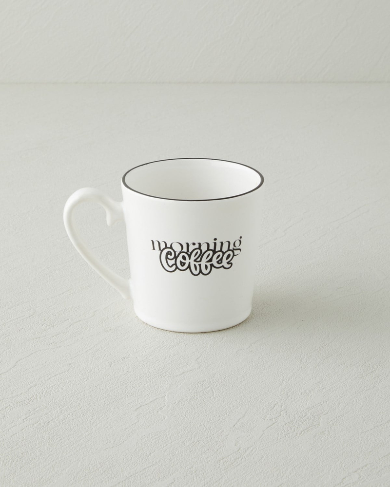 Morning Coffee Seramik Kupa 330 ml Siyah - Beyaz