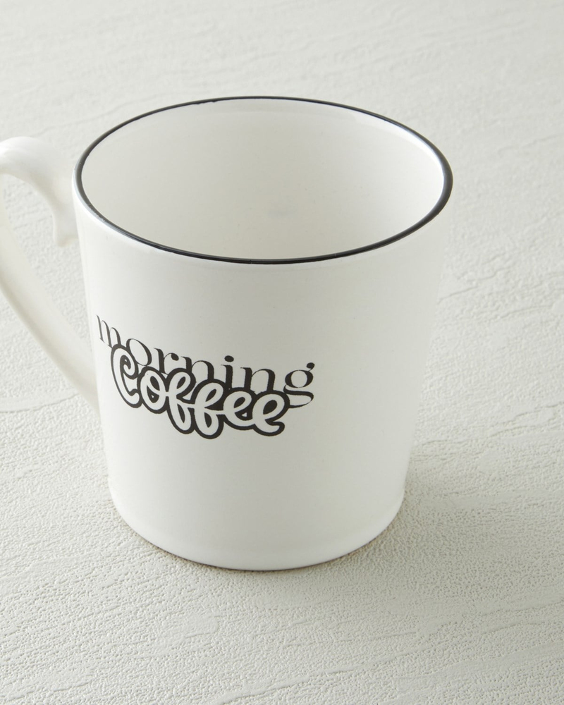 Morning Coffee Seramik Kupa 330 ml Siyah - Beyaz