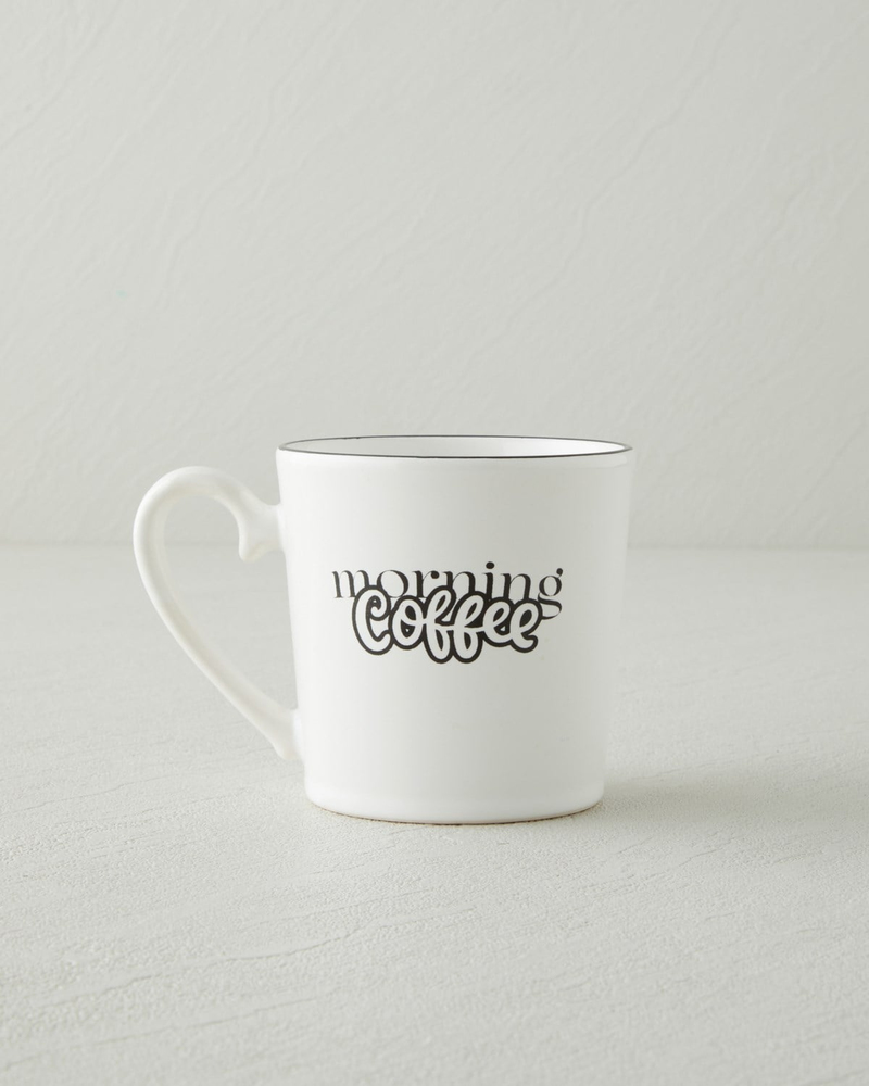 Morning Coffee Seramik Kupa 330 ml Siyah - Beyaz