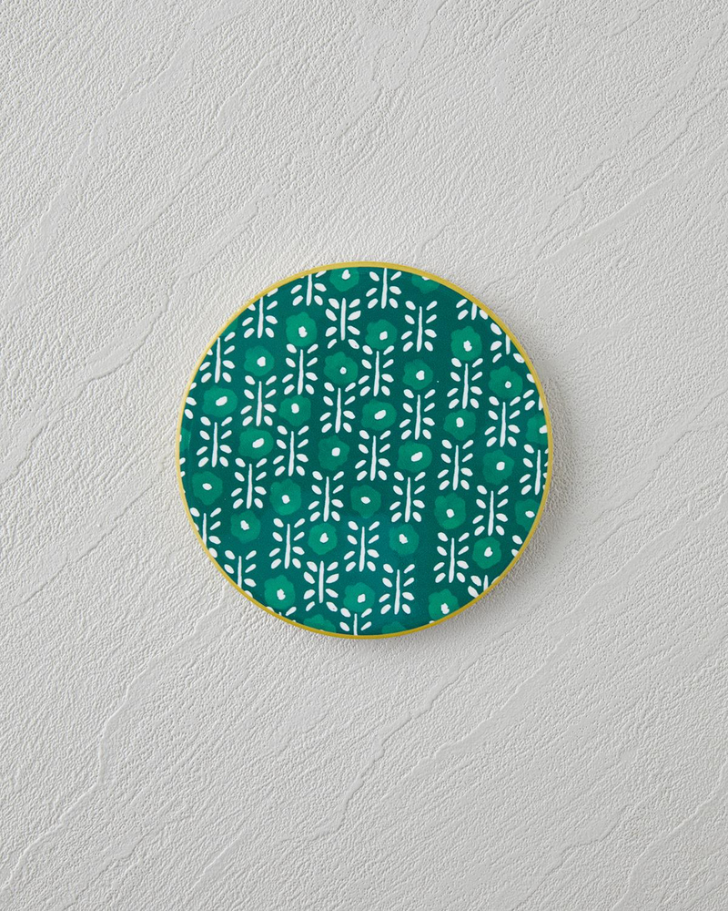 Mossia Seramik Bardak Altlığı 10.8x0.8 cm Beyaz - Yeşil