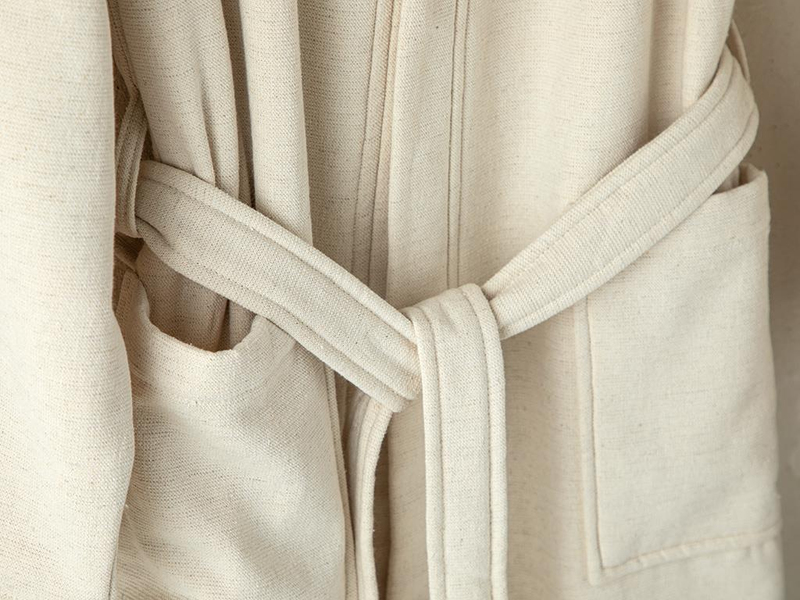 Natural Pamuk Keten Kimono Bornoz Bej