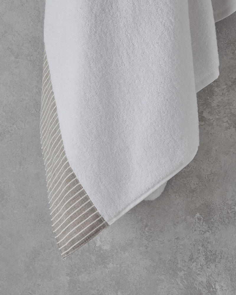 Natural Stripe Pamuklu Banyo Havlusu 90x150 cm Beyaz