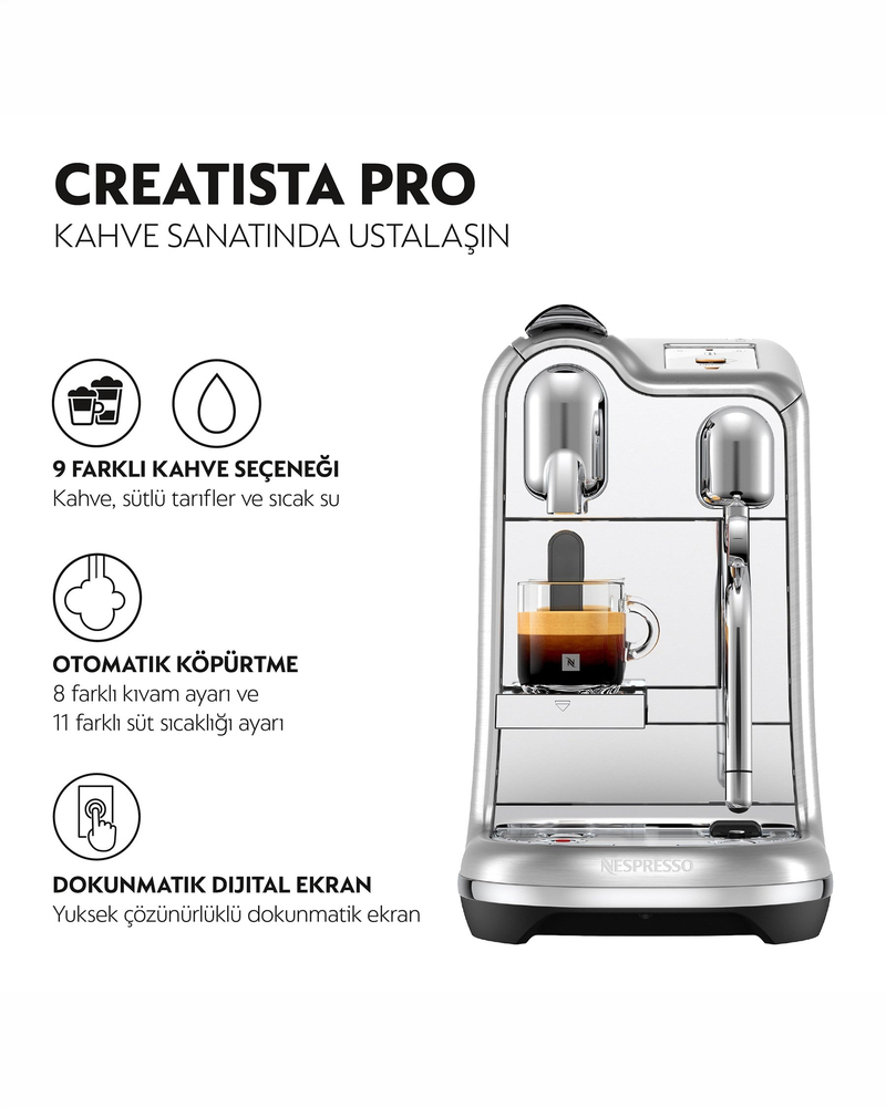 Nespresso J620 Creatista Pro Süt Çözümlü Kahve Makinesi Metalik Gri