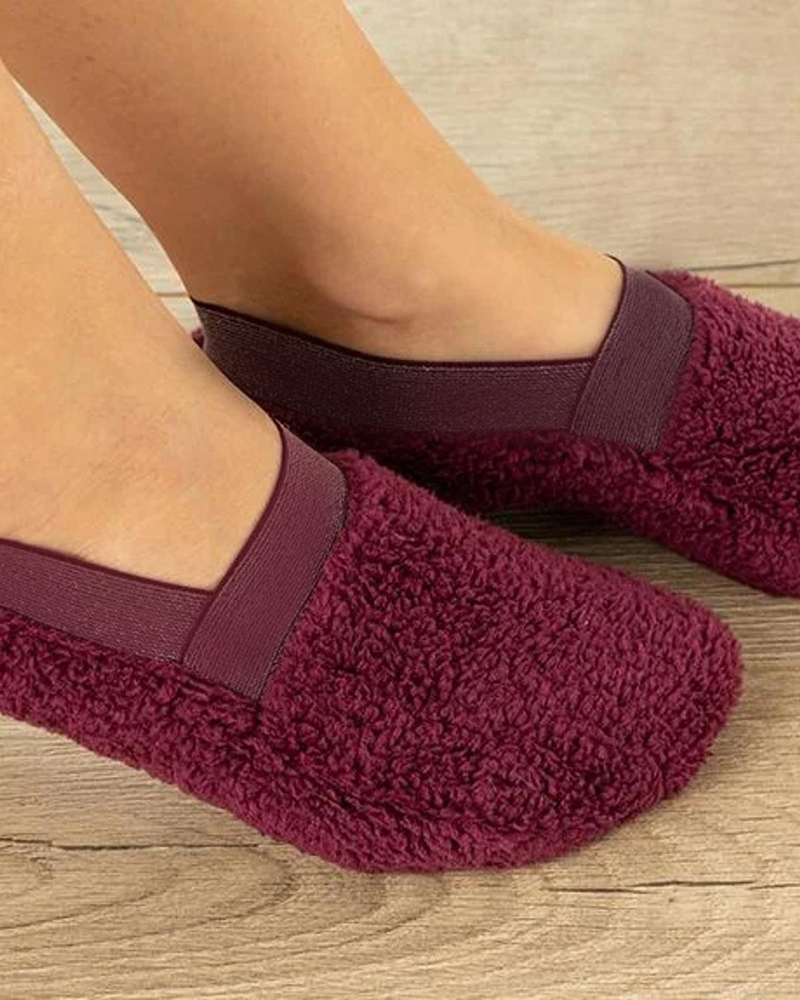 New Soft Kadın Peluş Çorap Mürdüm