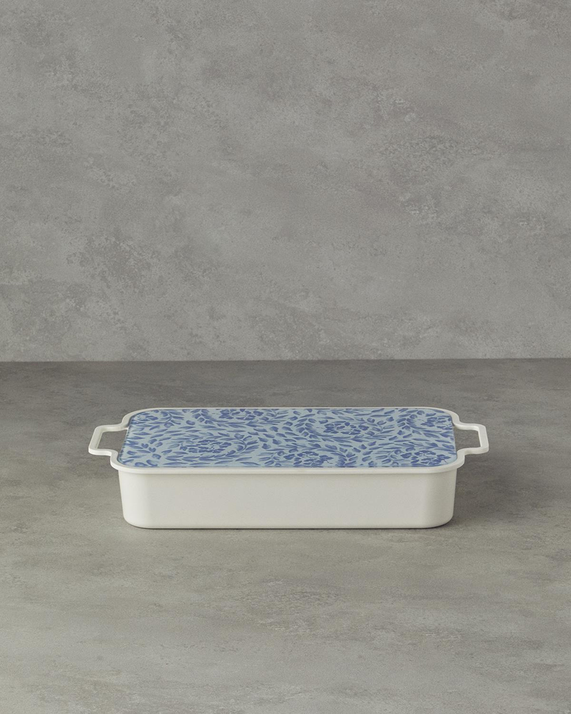 Nikole Melamin 6'lı Cam Kapaklı Kahvaltılık 39x21 cm Lacivert