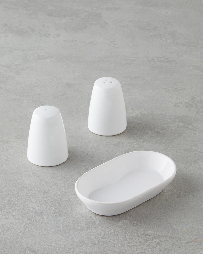 Nimbus Seramik 2'li Tuzluk - Biberlik 14x8 cm Beyaz