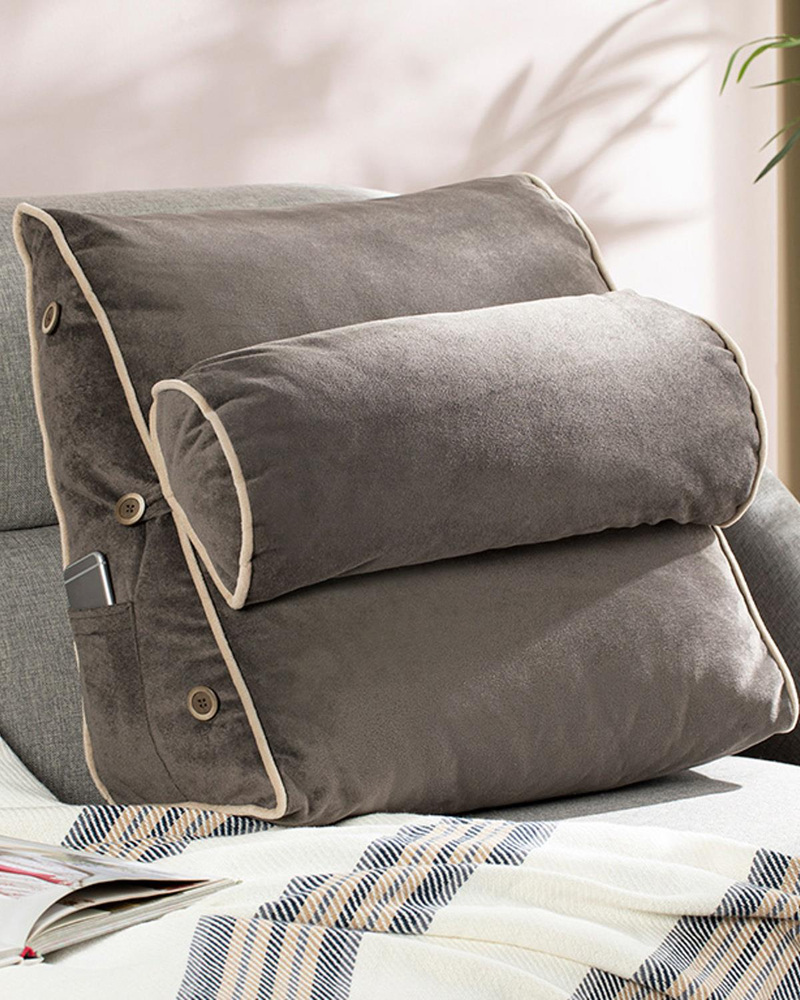 Novelda Kadife Yaslanma Minderi 50x25x50 cm Antrasit