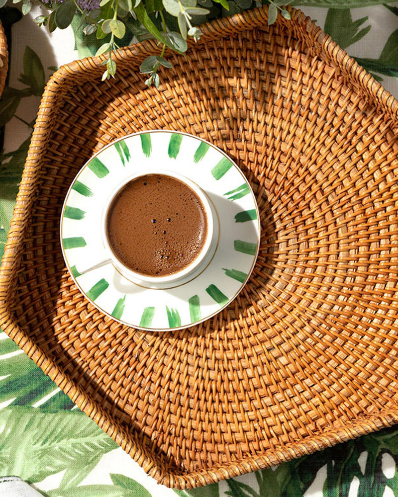 Nude Rattan Altıgen Tepsi 25X25X5 CM Açık Kahverengi