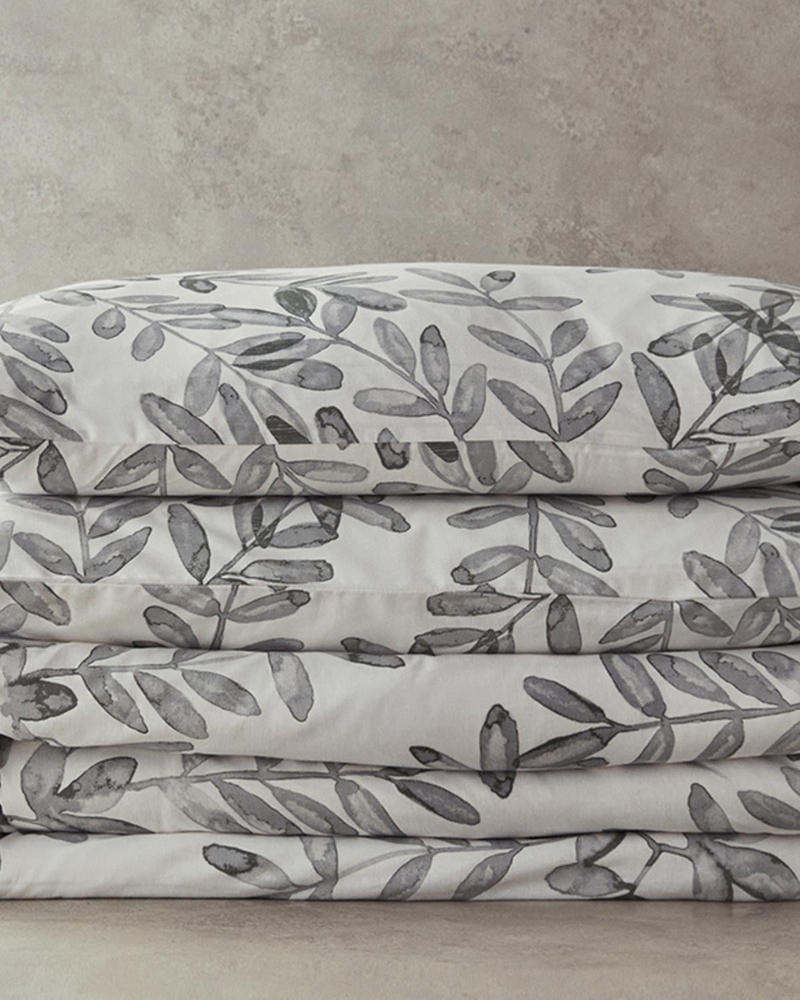 Olive Twig Krep Çift Kişilik Nevresim Takımı Zeytin Yeşili