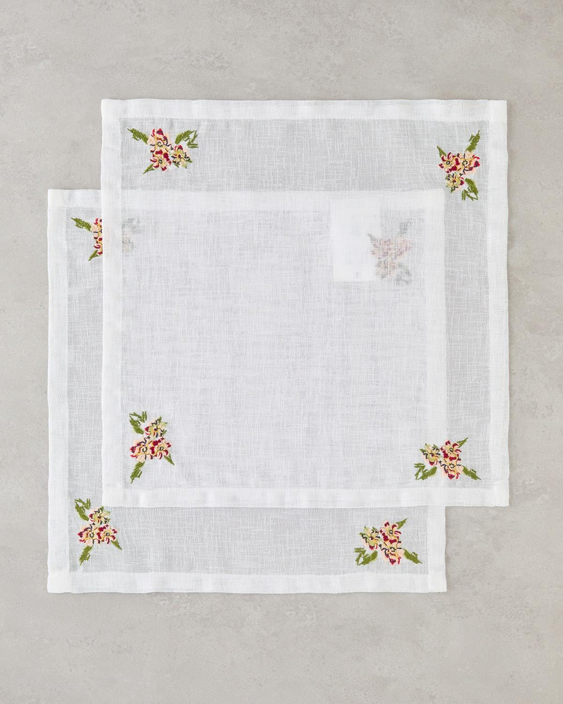 Opalin Polyester 2'li Misafir Peçetesi 40x40 cm Beyaz - Kırmızı