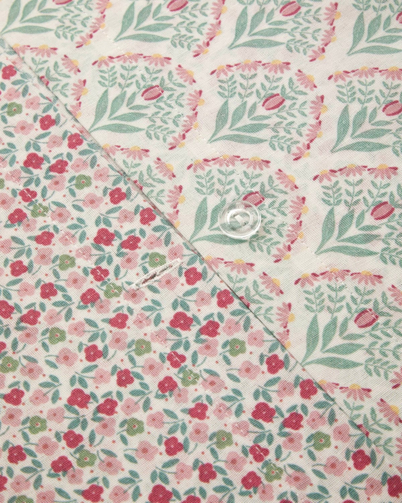 Ornament Petal Kolay Ütülenir Çift Kişilik Nevresim Seti 200x220 cm Pembe - Yeşil