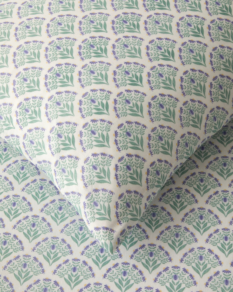 Ornament Petal Kolay Ütülenir Tek Kişilik Nevresim Seti 160x220 cm Lila-Yeşil
