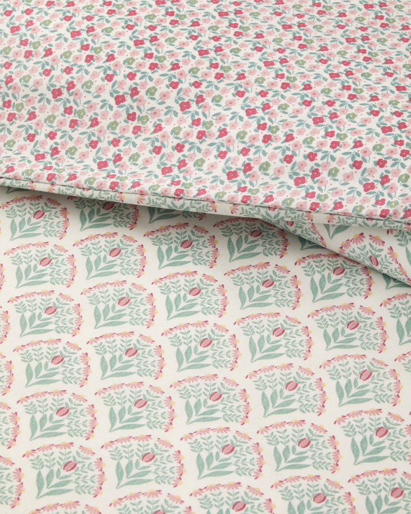 Ornament Petal Kolay Ütülenir Tek Kişilik Nevresim Seti 160x220 cm Pembe - Yeşil