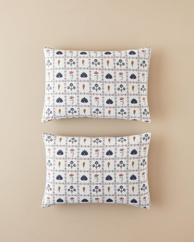 Ornate Fancy Pamuklu 2'li Yastık Kılıfı 50x70 cm Mavi