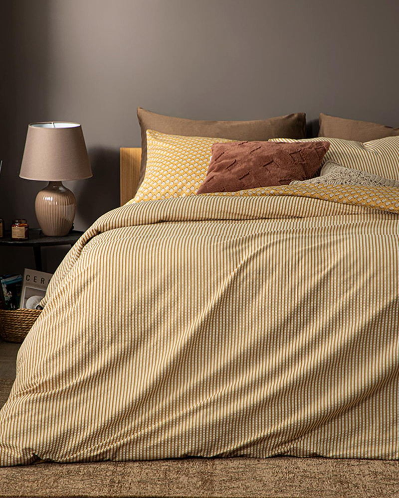 Palm Krep Çift Kişilik Düz Çarşaf Nvr Tk 200x220 cm Hardal