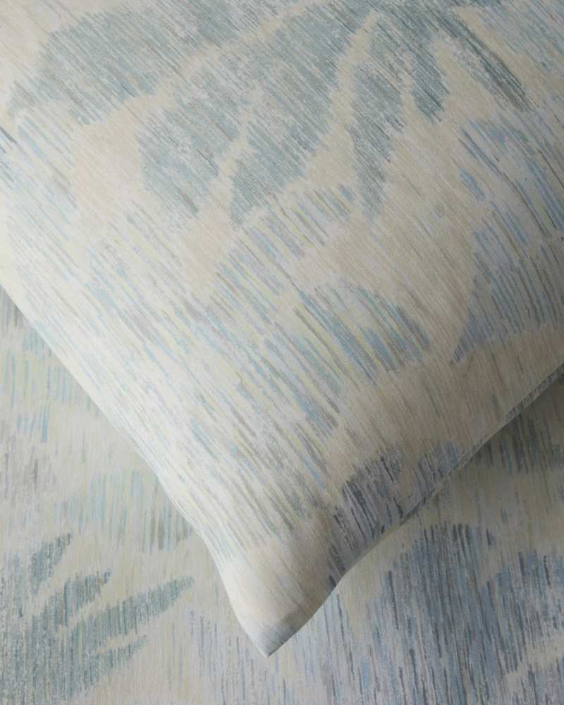 Palmera Dijital Baskılı Çizgili Saten Çift Kişilik Nevresim Takımı 200x220 cm Turkuaz-Bej