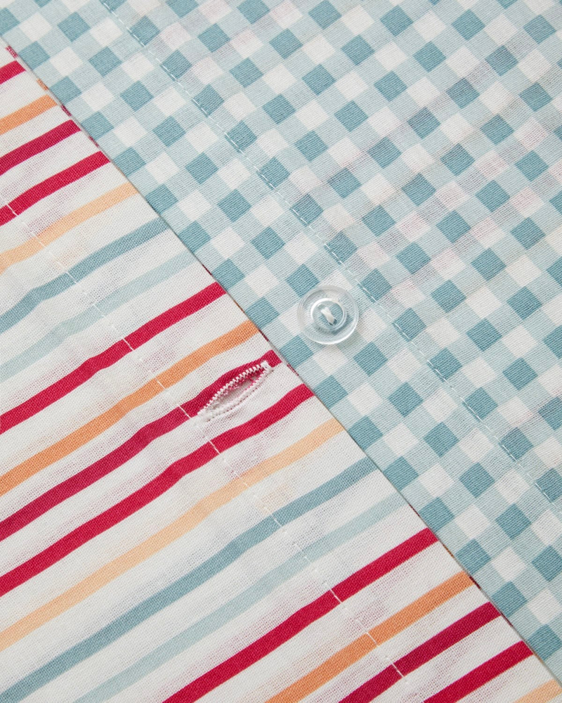 Pastel Gingham Pamuklu Tek Kişilik Nevresim Seti 160x220 cm Pembe - Turuncu