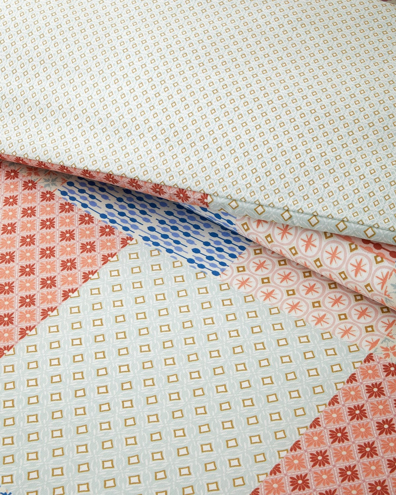 Patchform Kolay Ütülenir Tek Kişilik Nevresim Seti 160x220 cm Mavi – Bordo