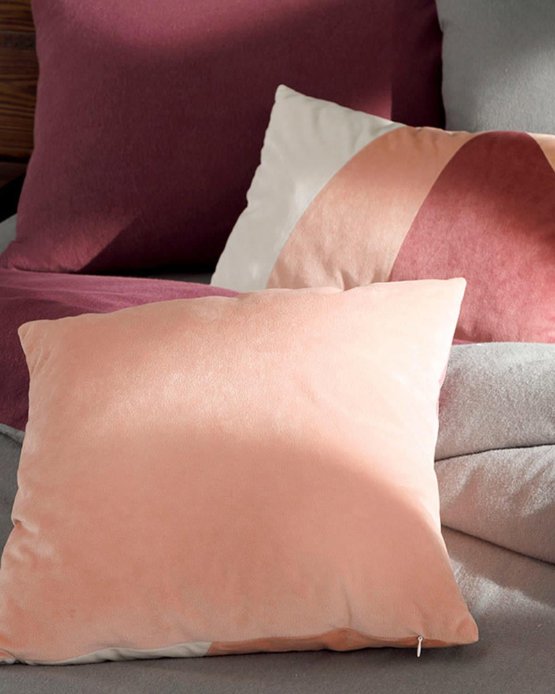 Patchwork Kadife Dolgulu Kırlent Pembe - Krem