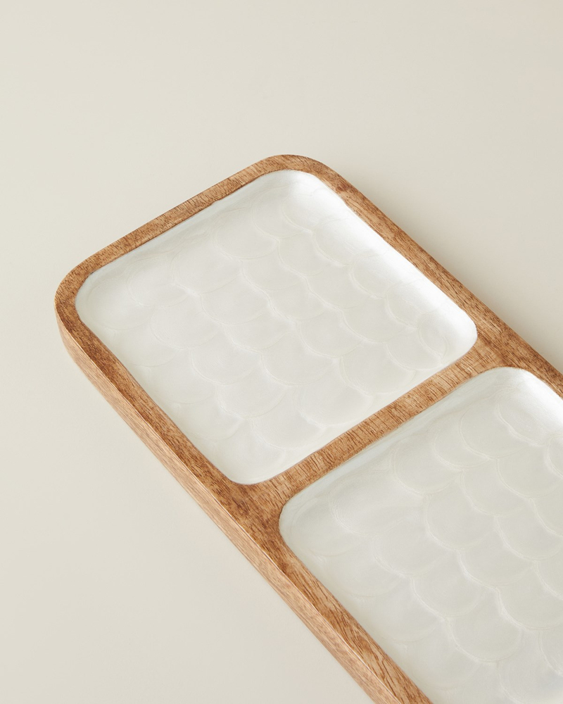 Perla Mango 3 Bölmeli Sunumluk 42x14x2 cm Krem