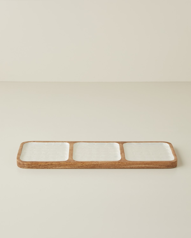 Perla Mango 3 Bölmeli Sunumluk 42x14x2 cm Krem