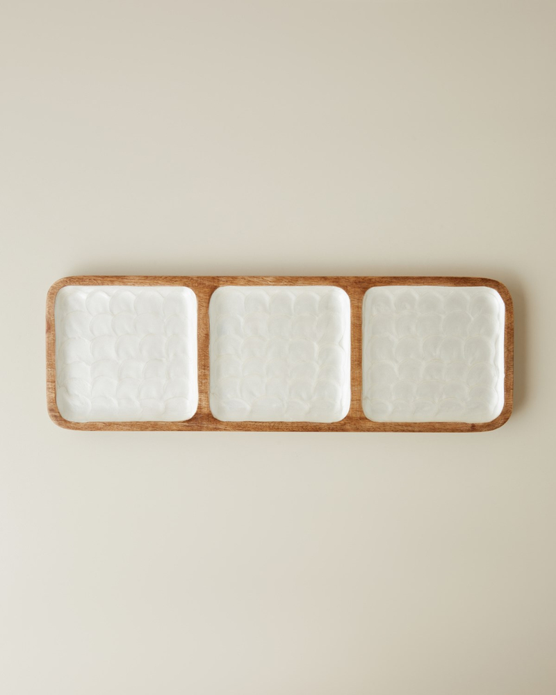 Perla Mango 3 Bölmeli Sunumluk 42x14x2 cm Krem