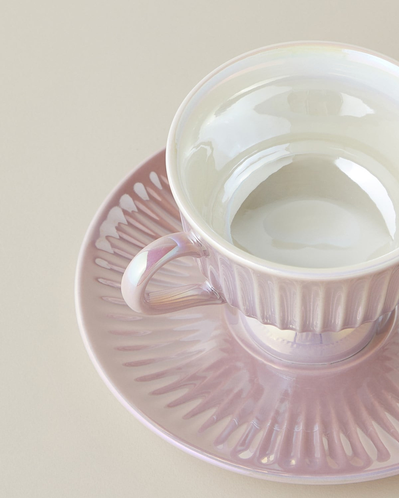 Perlisse New Bone China 12 Parça 6 Kişilik Kahve Fincan Takımı 90 ml Lila