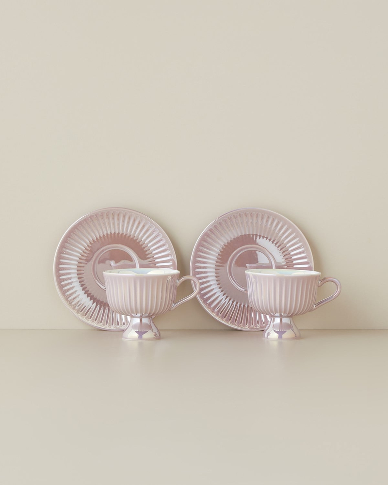 Perlisse New Bone China 12 Parça 6 Kişilik Kahve Fincan Takımı 90 ml Lila