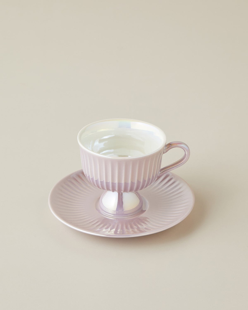 Perlisse New Bone China 12 Parça 6 Kişilik Kahve Fincan Takımı 90 ml Lila