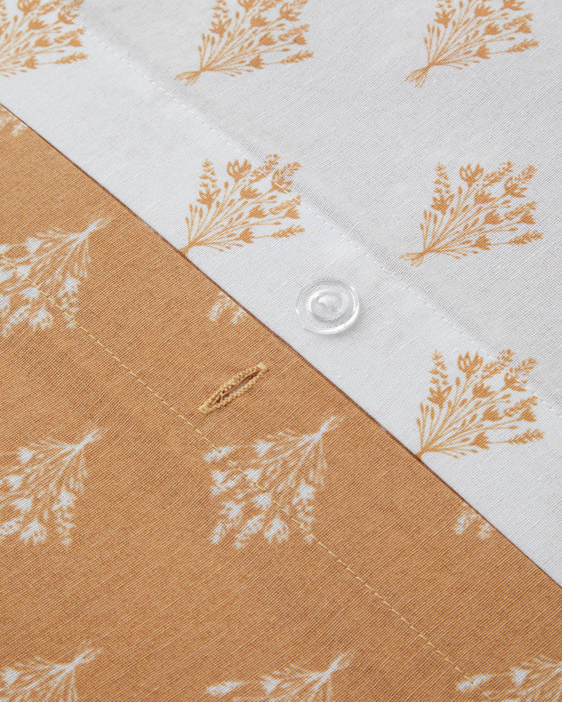 Petal Bouquet Kolay Ütülenir Çarşaflı Çift Kişilik Nevresim Takımı 200x220 cm Hardal