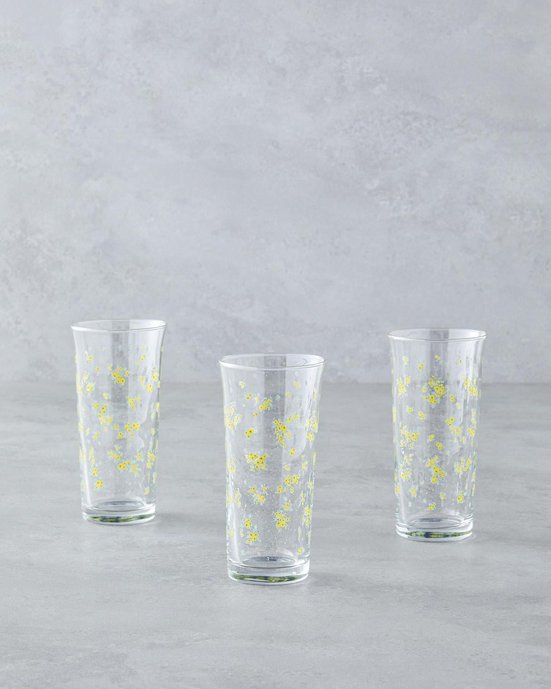 Petal Cam 3'lü Bardak 290 ml Sarı