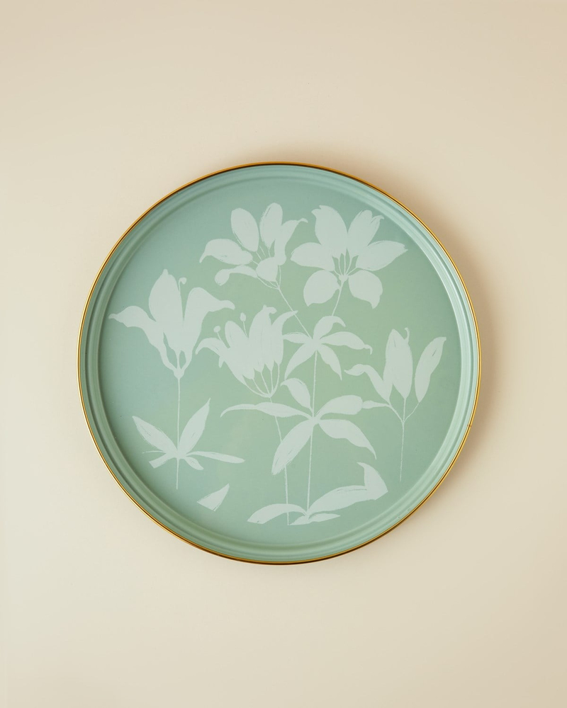 Petal Poetry Emaye Tepsi 31 cm Yeşil