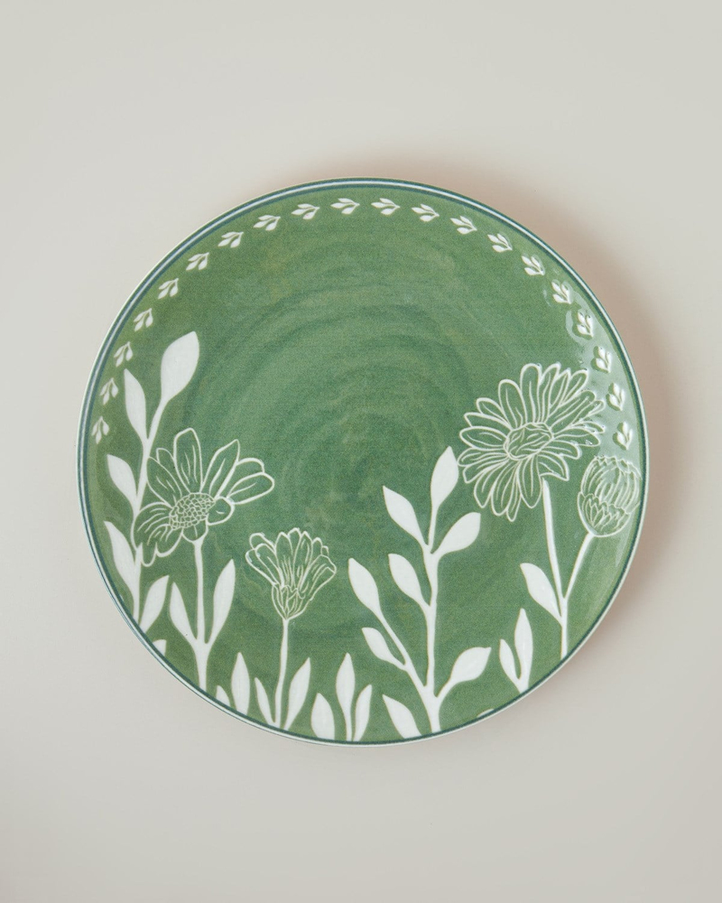 Petal Poetry Porselen Servis Tabağı 25 cm Yeşil