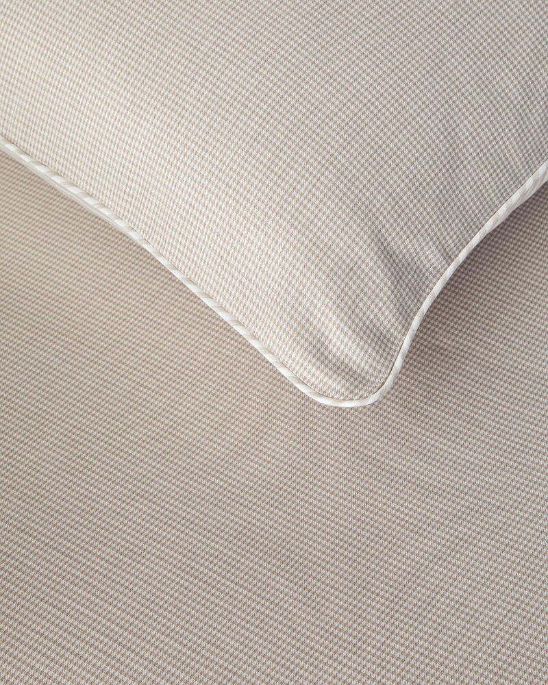 Pied de poule İpliği Boyalı King Size Nevresim Takımı 240x220 cm Bej