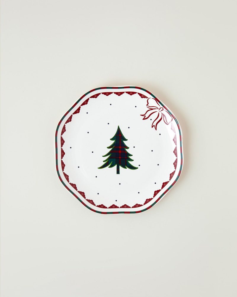 Pine Rhythm New Bone Pasta Tabağı 20 cm Kırmızı - Yeşil