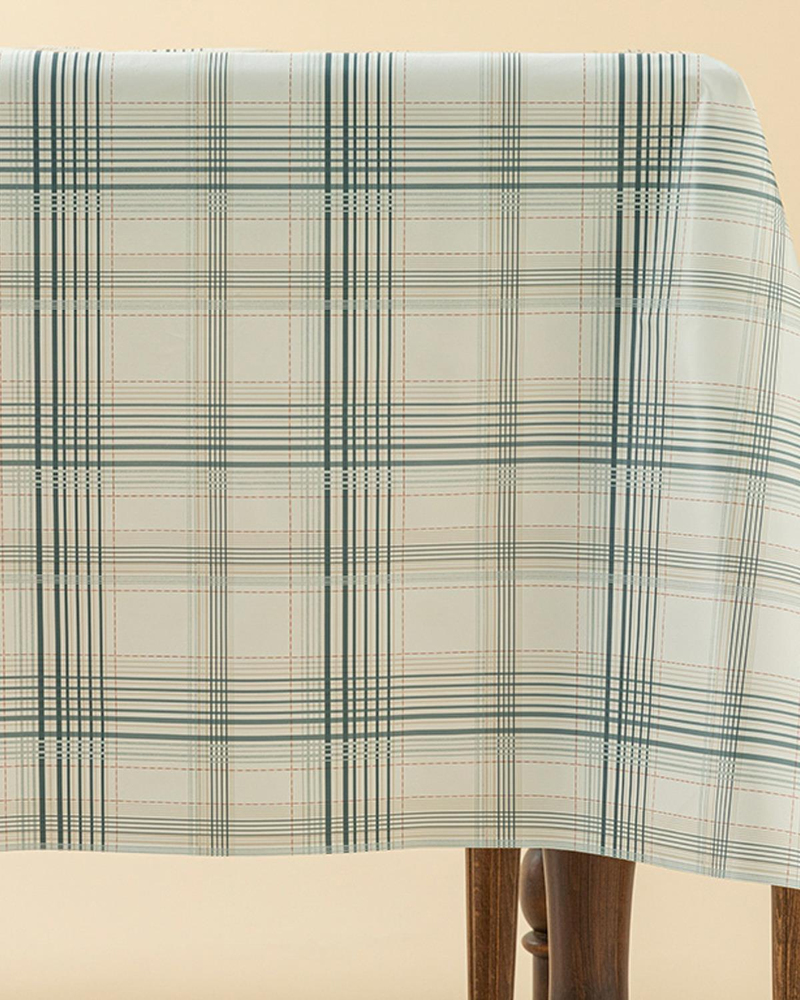 Plaid Cover Pvc Masa Örtüsü Bej